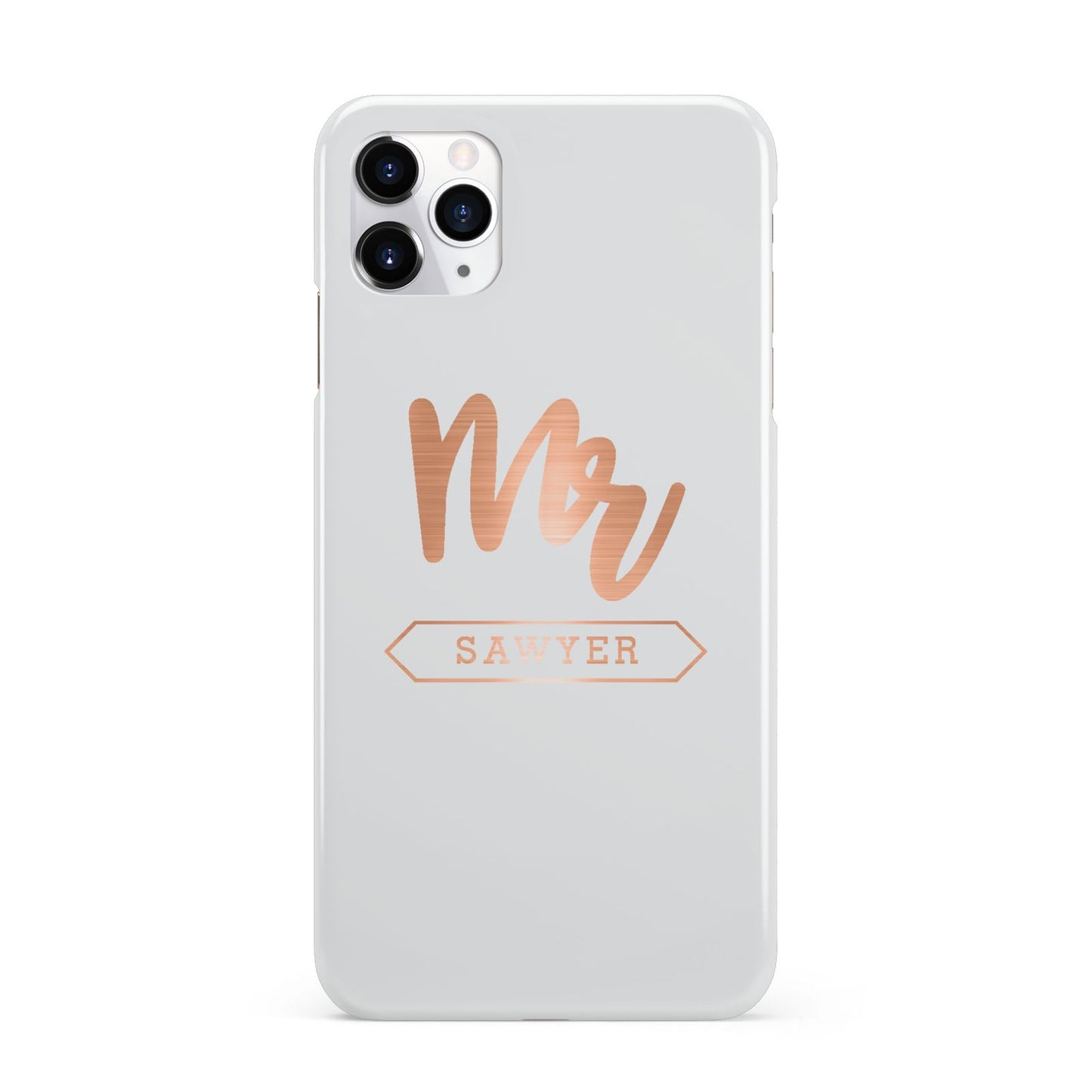 Personalised Rose Gold Mr Surname On Grey iPhone 11 Pro Max 3D Snap Case