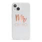 Personalised Rose Gold Mr Surname On Grey iPhone 13 Clear Bumper Case