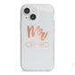 Personalised Rose Gold Mr Surname On Grey iPhone 13 Mini TPU Impact Case with White Edges