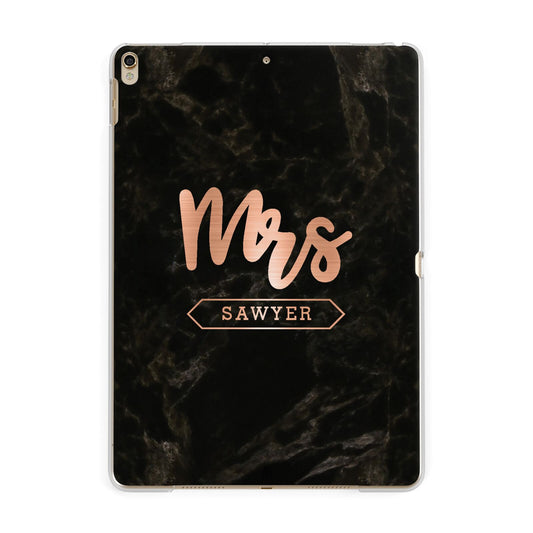 Personalised Rose Gold Mrs Surname Marble Apple iPad Gold Case
