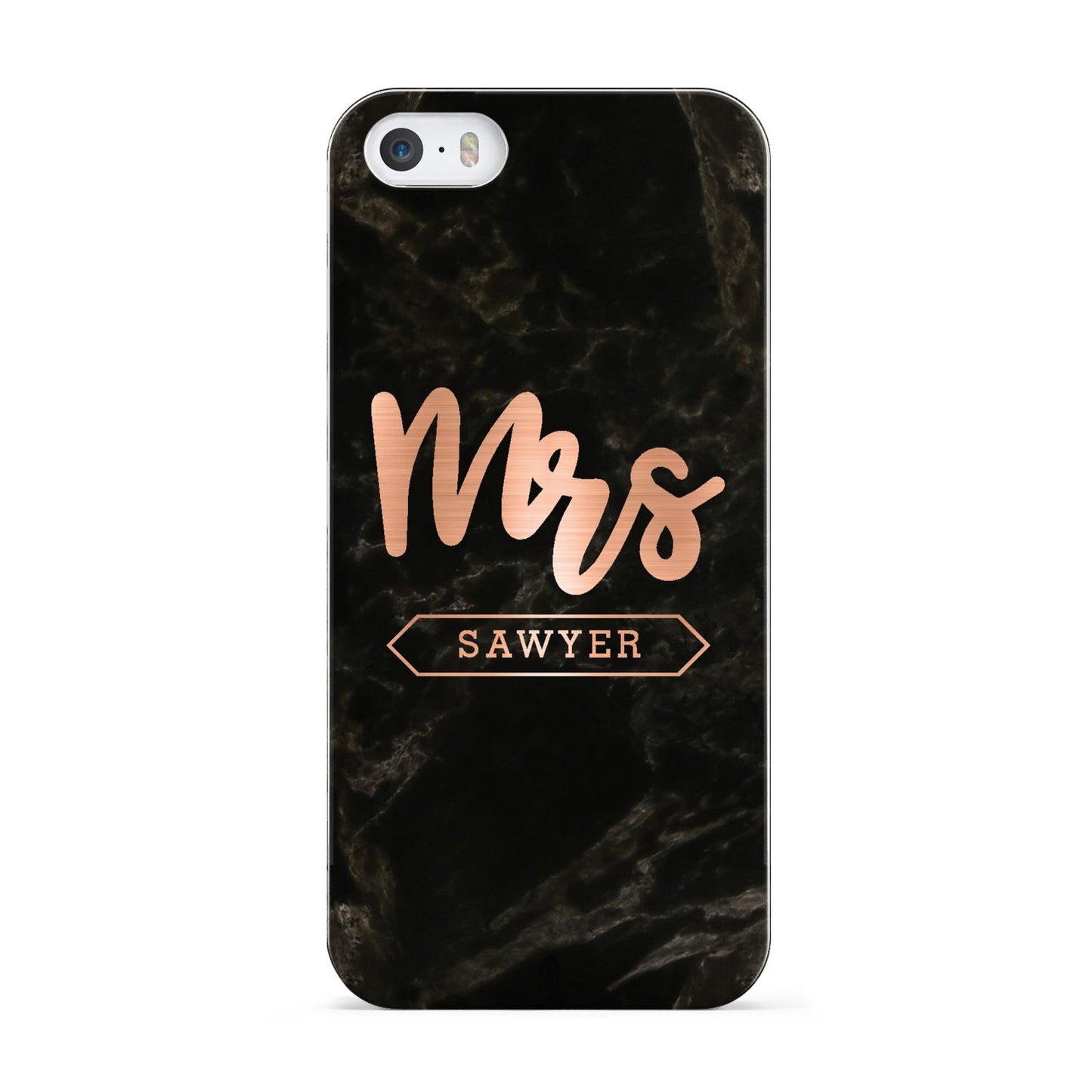 Personalised Rose Gold Mrs Surname Marble Apple iPhone 5 Case