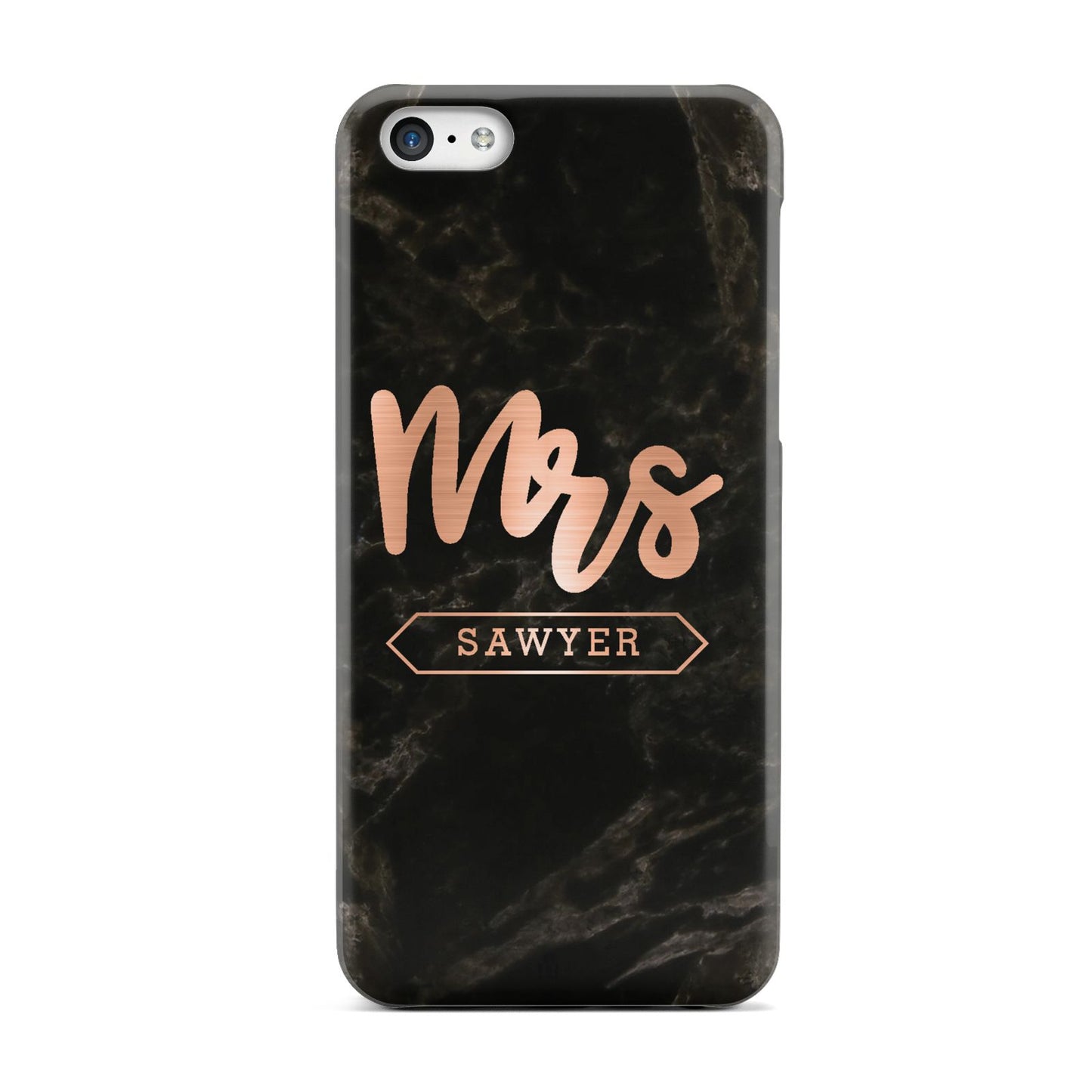 Personalised Rose Gold Mrs Surname Marble Apple iPhone 5c Case