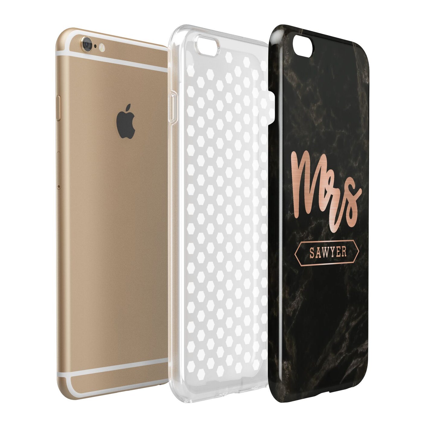 Personalised Rose Gold Mrs Surname Marble Apple iPhone 6 Plus 3D Tough Case Expand Detail Image