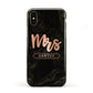 Personalised Rose Gold Mrs Surname Marble Apple iPhone XS 3D Tough