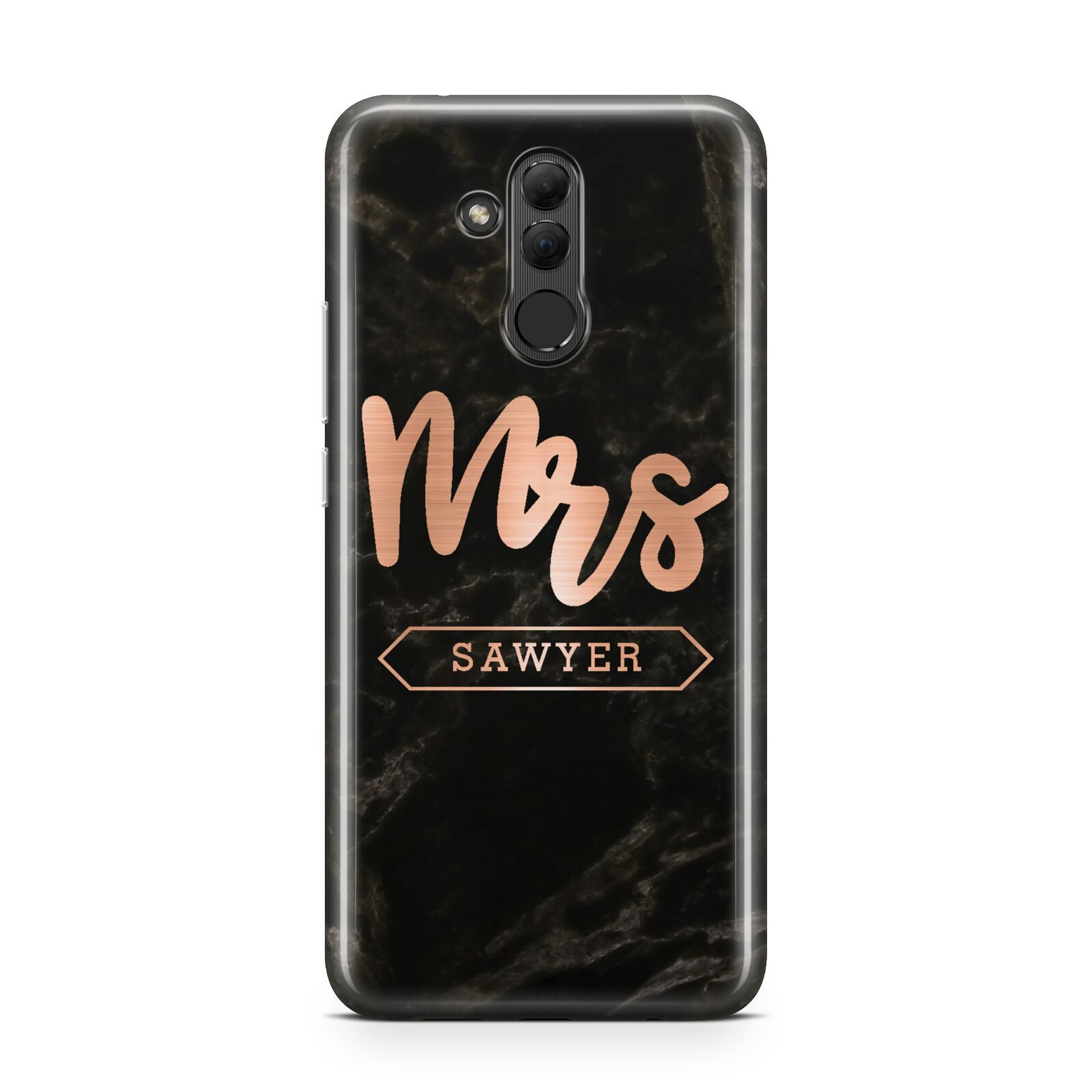 Personalised Rose Gold Mrs Surname Marble Huawei Mate 20 Lite