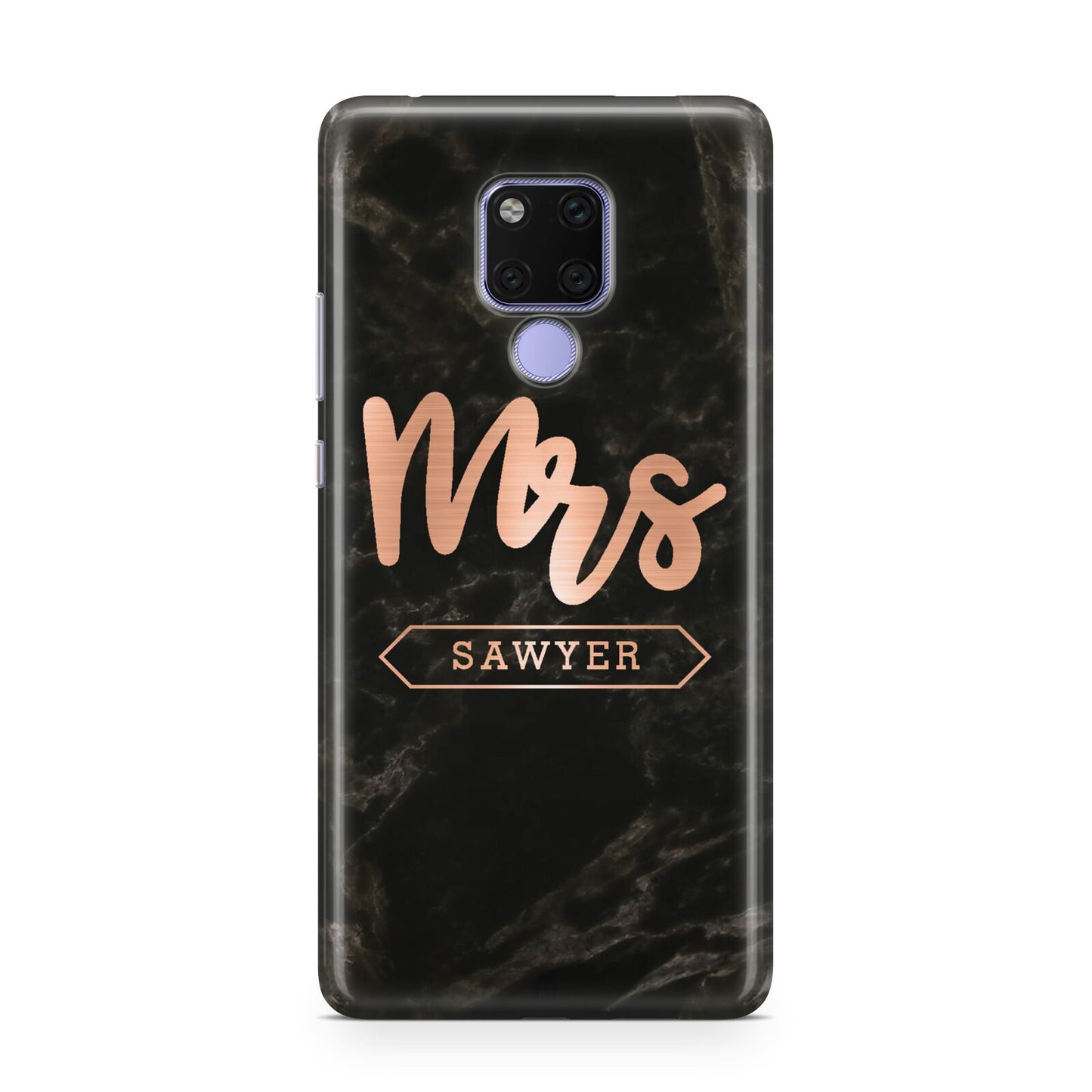 Personalised Rose Gold Mrs Surname Marble Huawei Mate 20X Phone Case