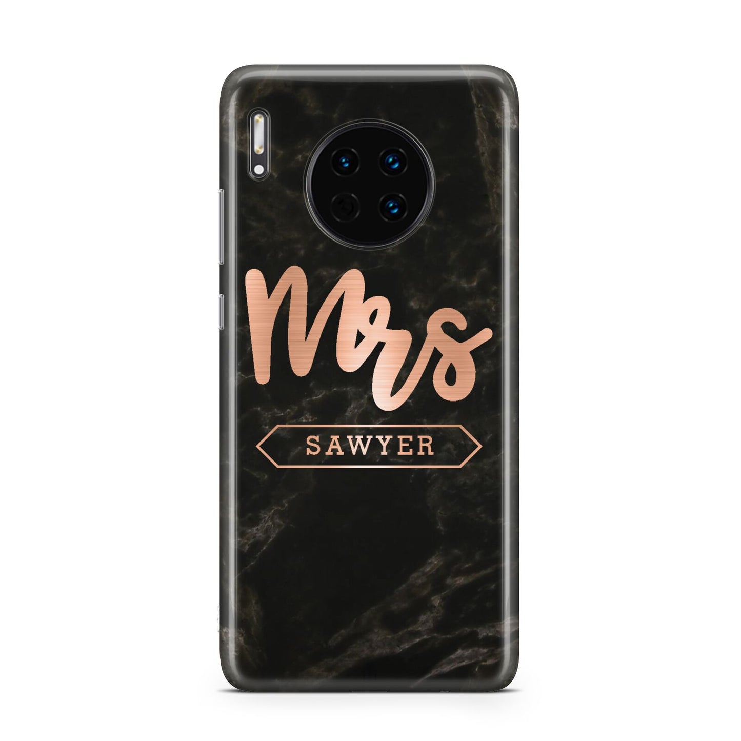 Personalised Rose Gold Mrs Surname Marble Huawei Mate 30