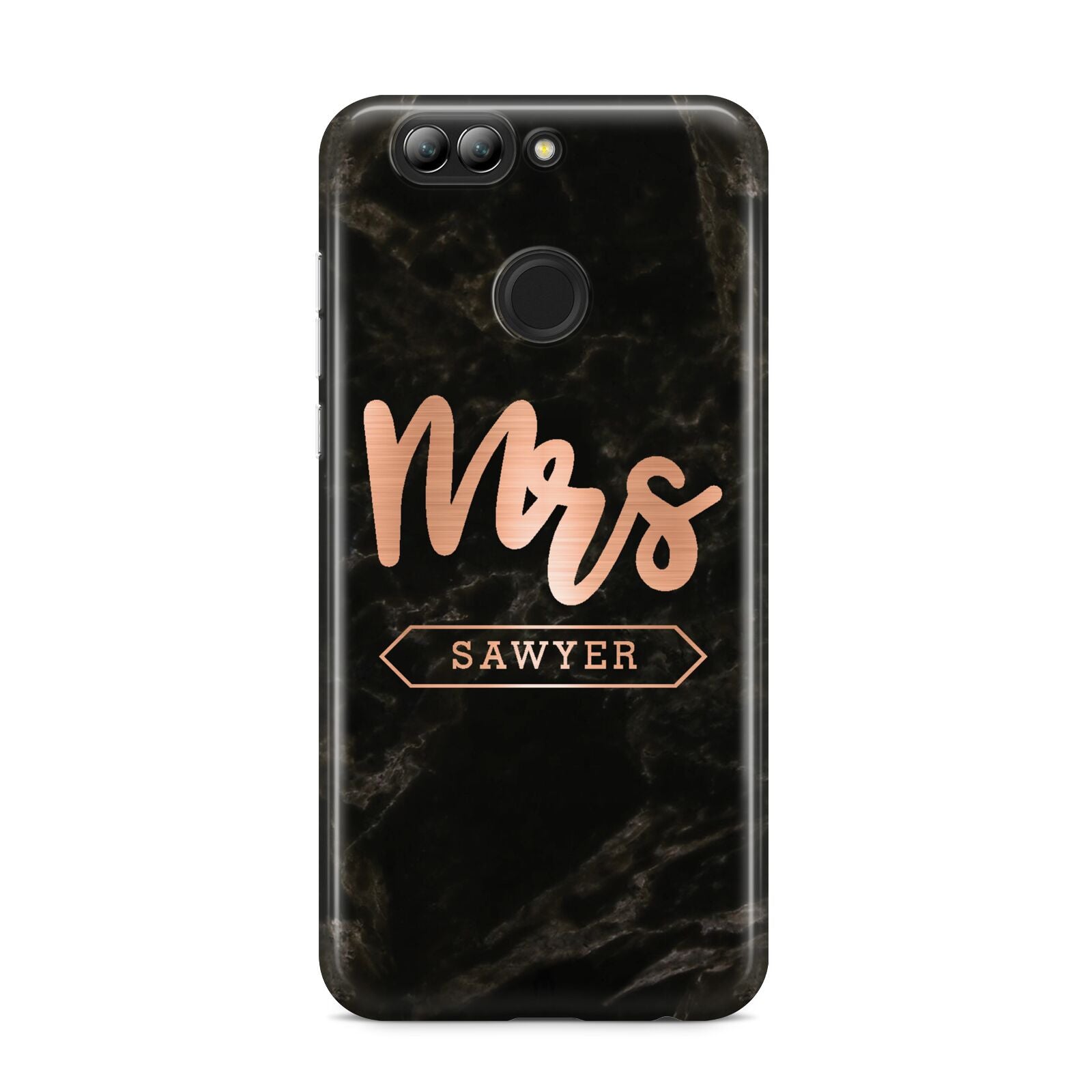 Personalised Rose Gold Mrs Surname Marble Huawei Nova 2s Phone Case