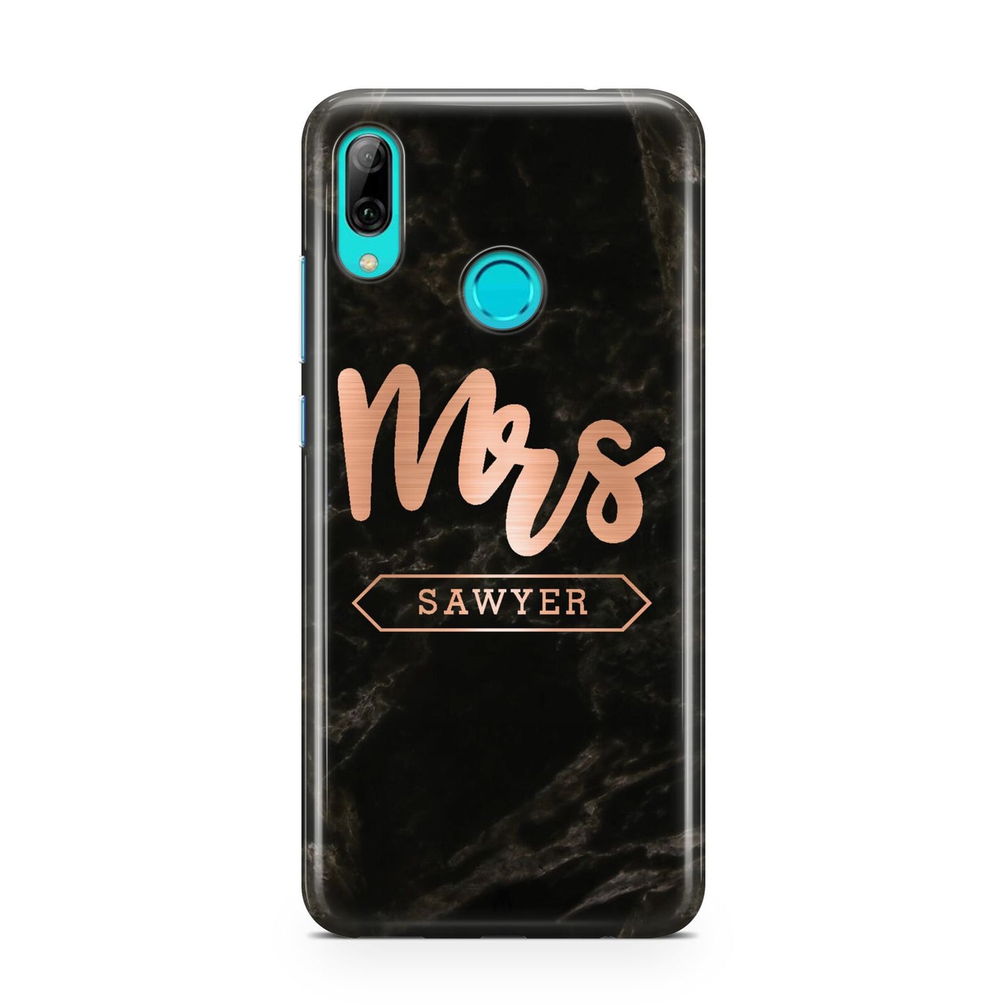 Personalised Rose Gold Mrs Surname Marble Huawei P Smart 2019 Case