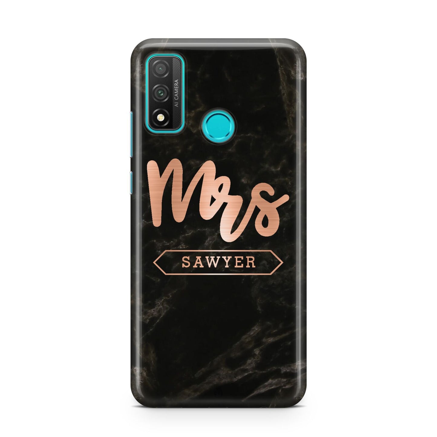 Personalised Rose Gold Mrs Surname Marble Huawei P Smart 2020