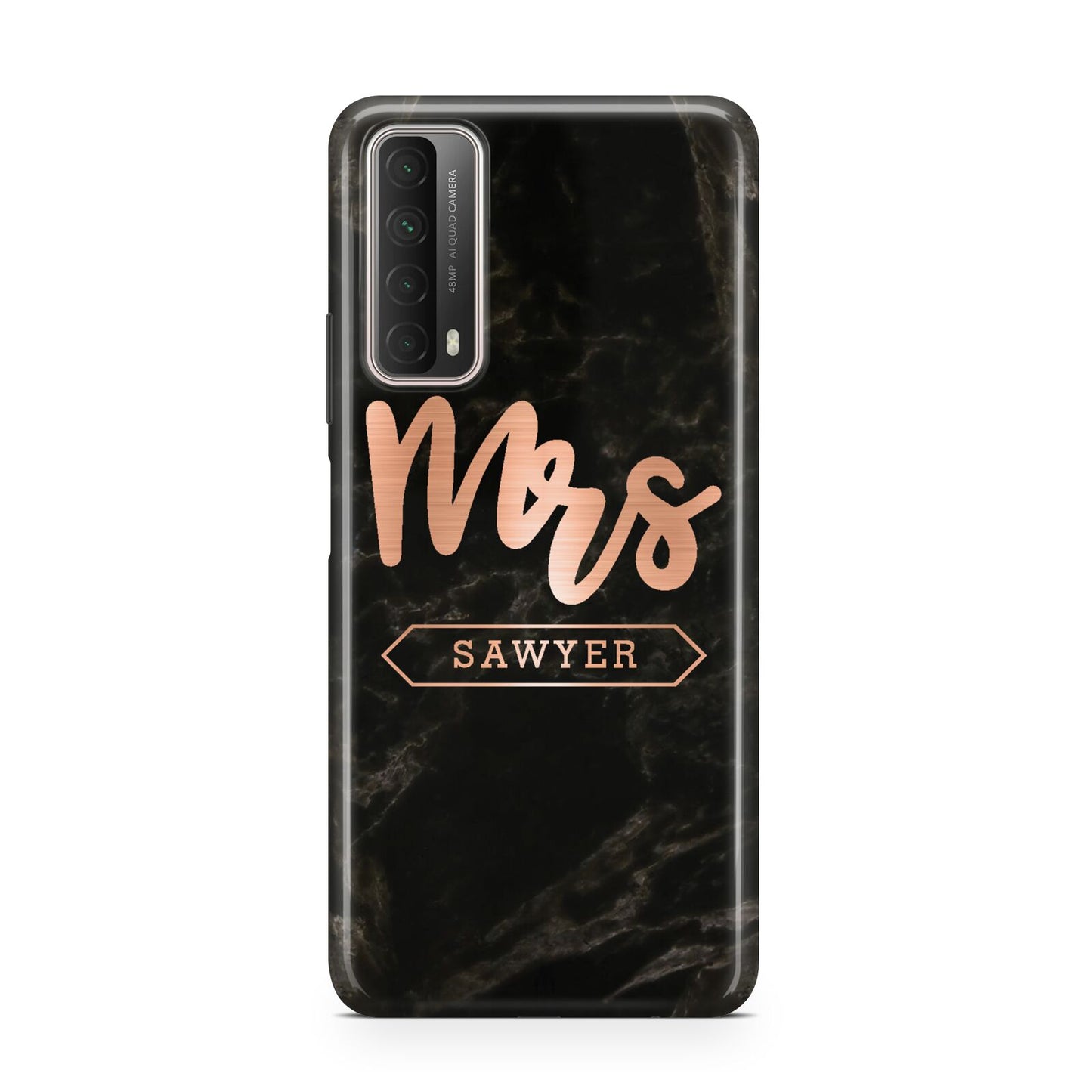 Personalised Rose Gold Mrs Surname Marble Huawei P Smart 2021