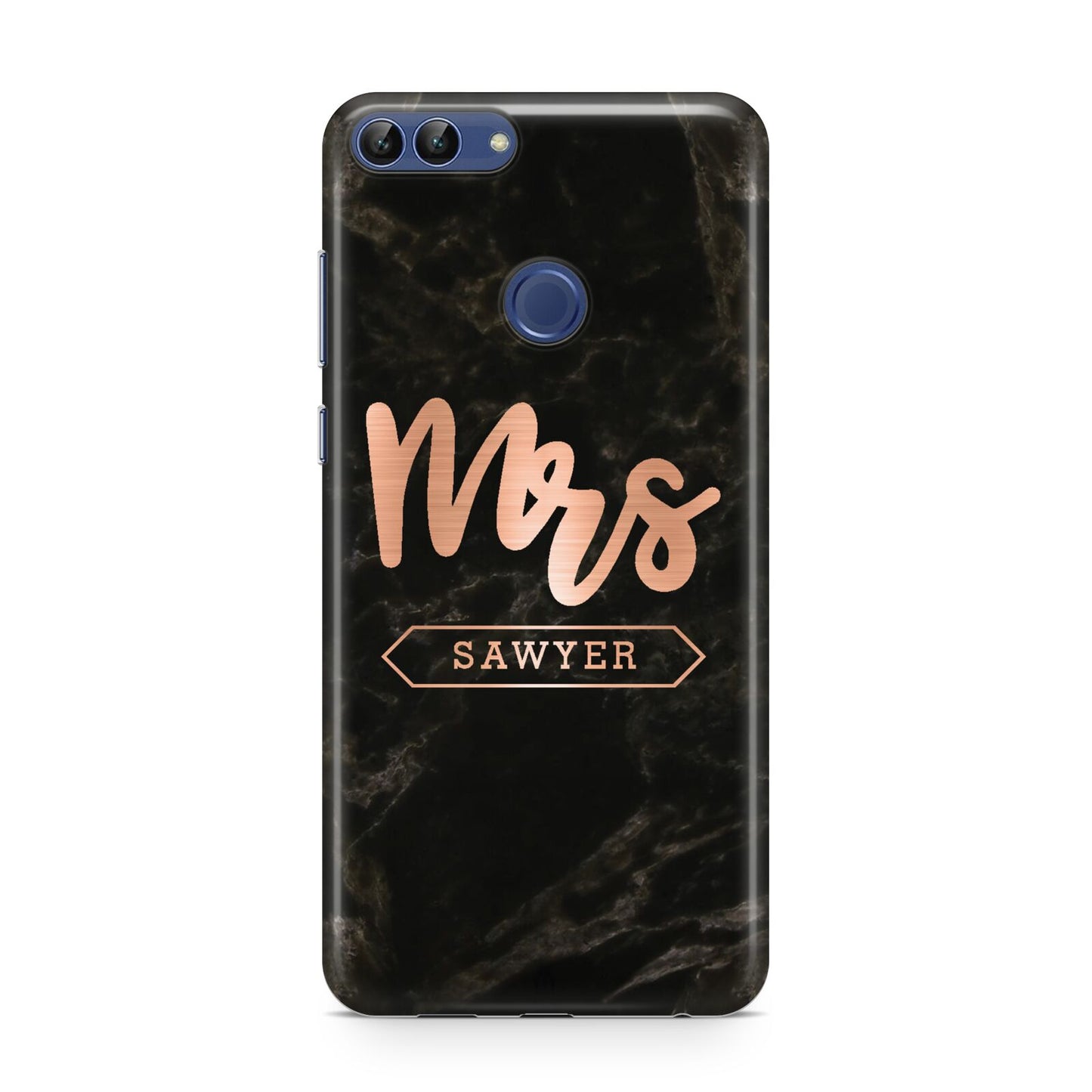 Personalised Rose Gold Mrs Surname Marble Huawei P Smart Case