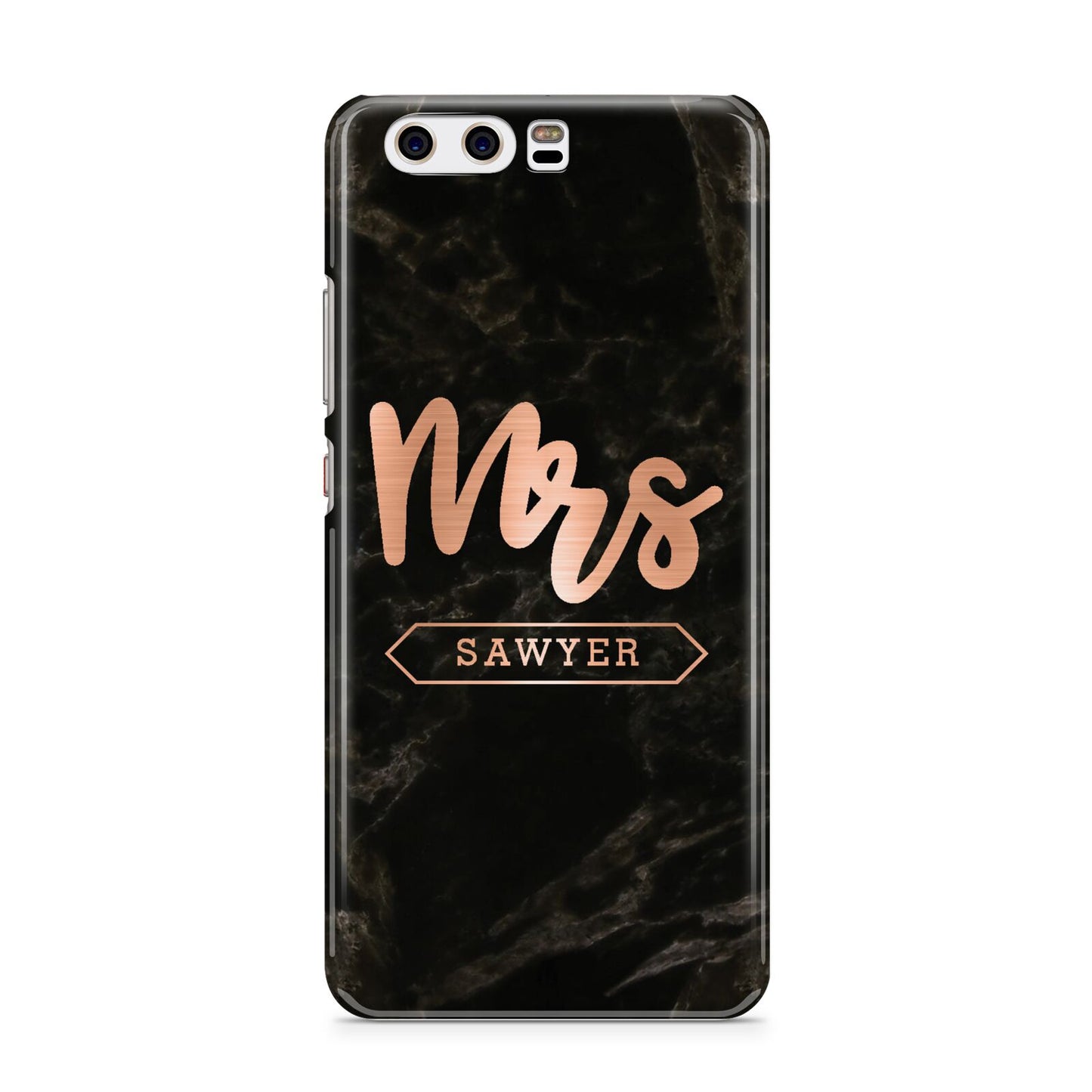 Personalised Rose Gold Mrs Surname Marble Huawei P10 Phone Case