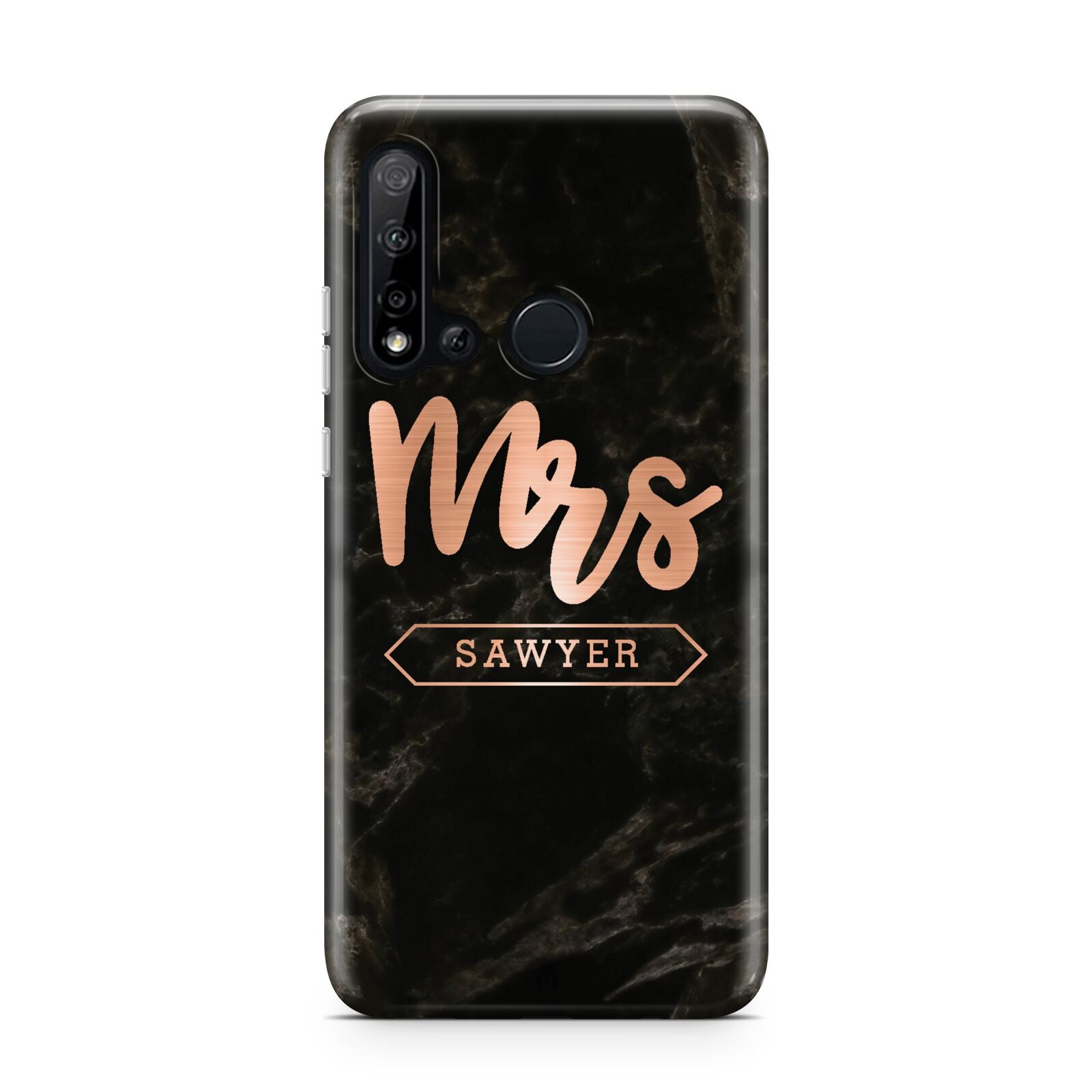 Personalised Rose Gold Mrs Surname Marble Huawei P20 Lite 5G Phone Case