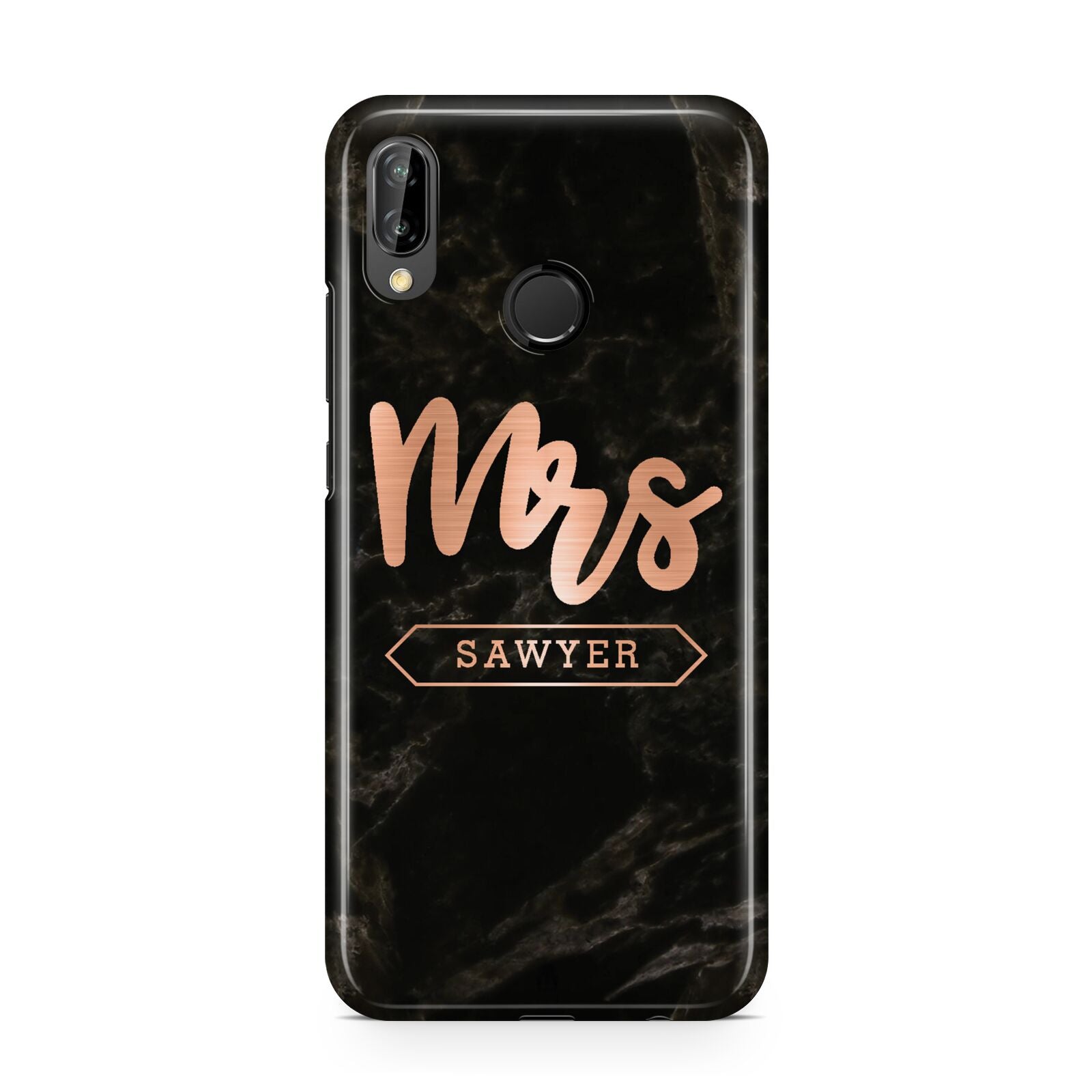Personalised Rose Gold Mrs Surname Marble Huawei P20 Lite Phone Case