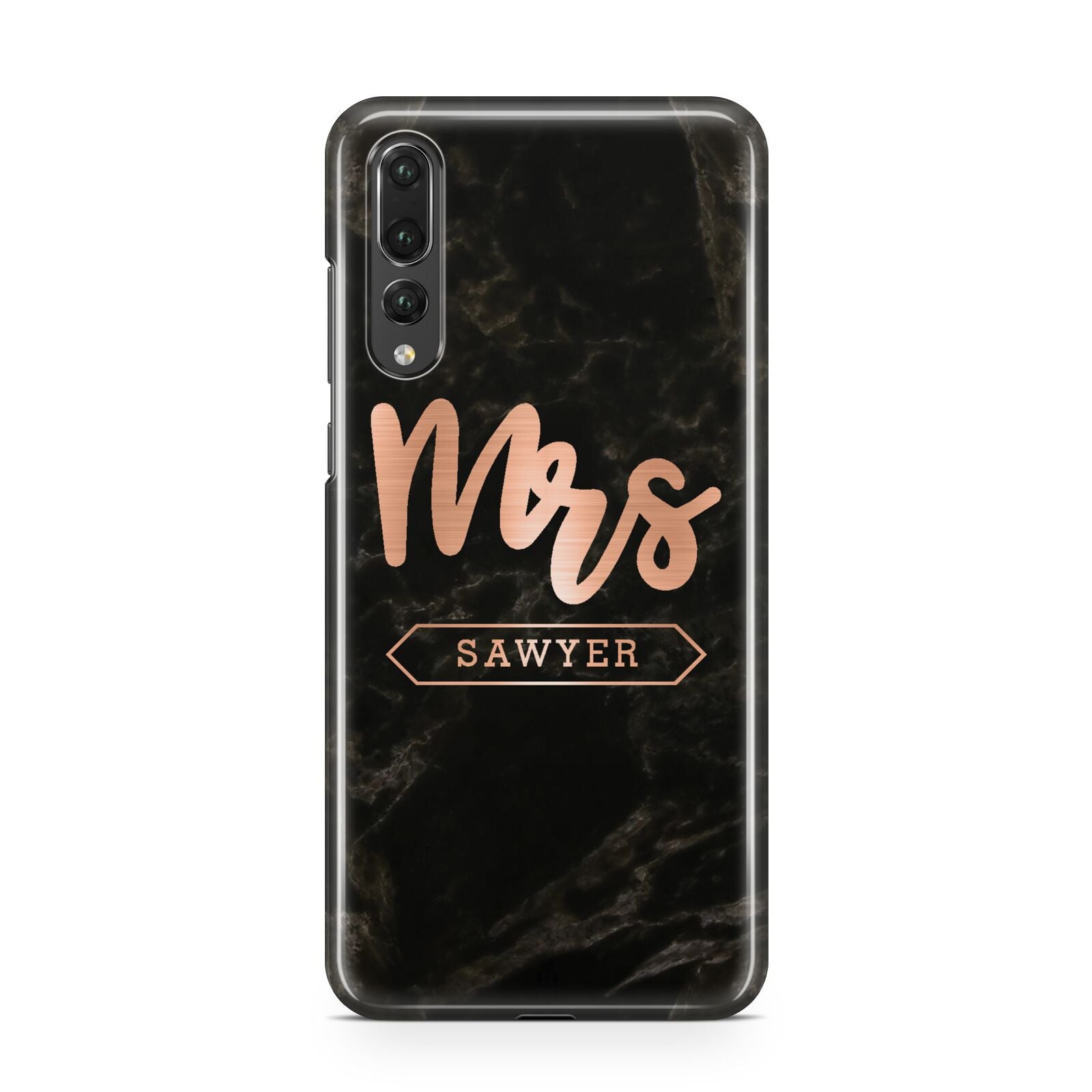 Personalised Rose Gold Mrs Surname Marble Huawei P20 Pro Phone Case