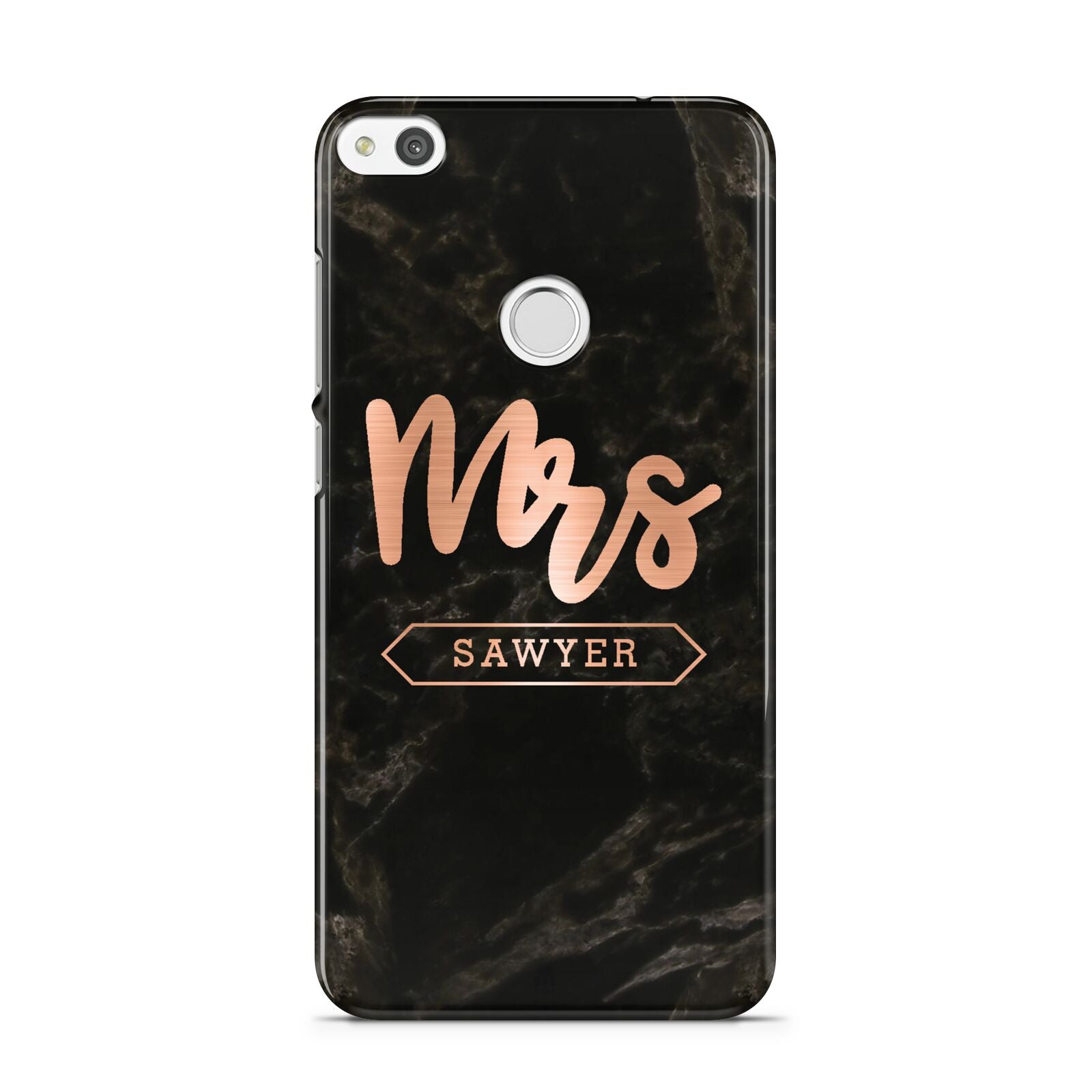 Personalised Rose Gold Mrs Surname Marble Huawei P8 Lite Case