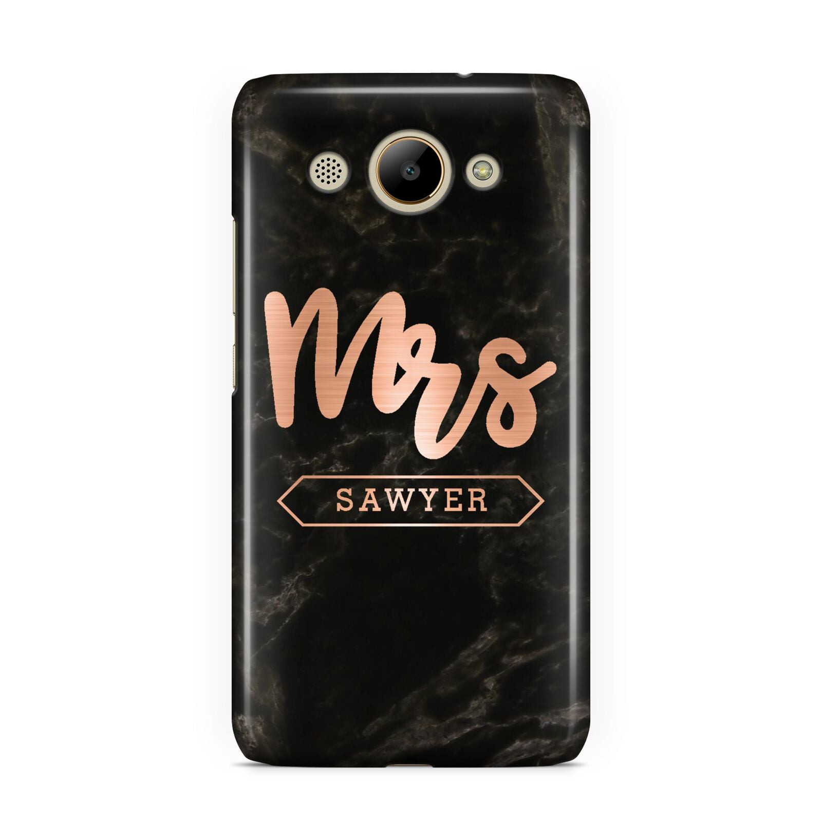 Personalised Rose Gold Mrs Surname Marble Huawei Y3 2017