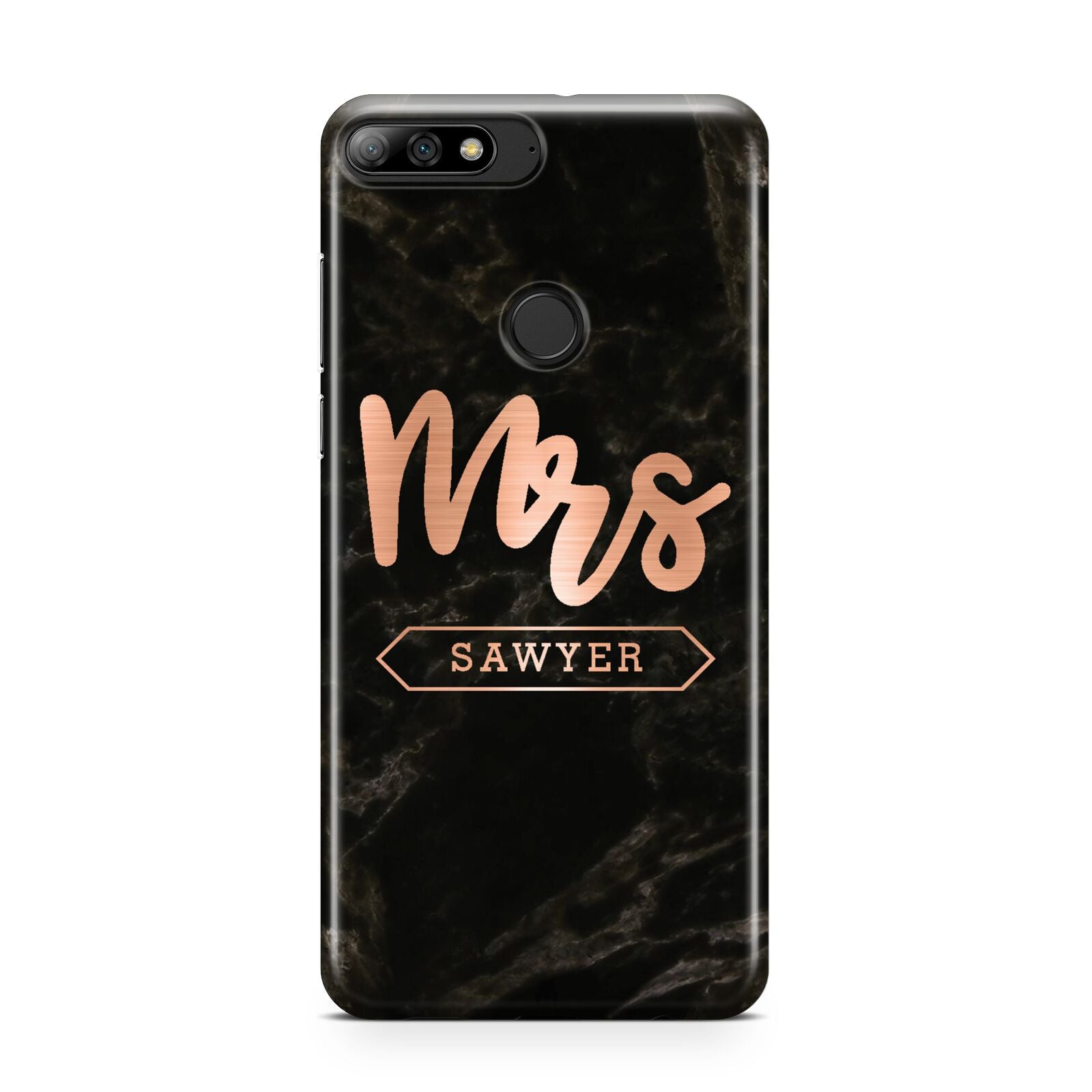 Personalised Rose Gold Mrs Surname Marble Huawei Y7 2018