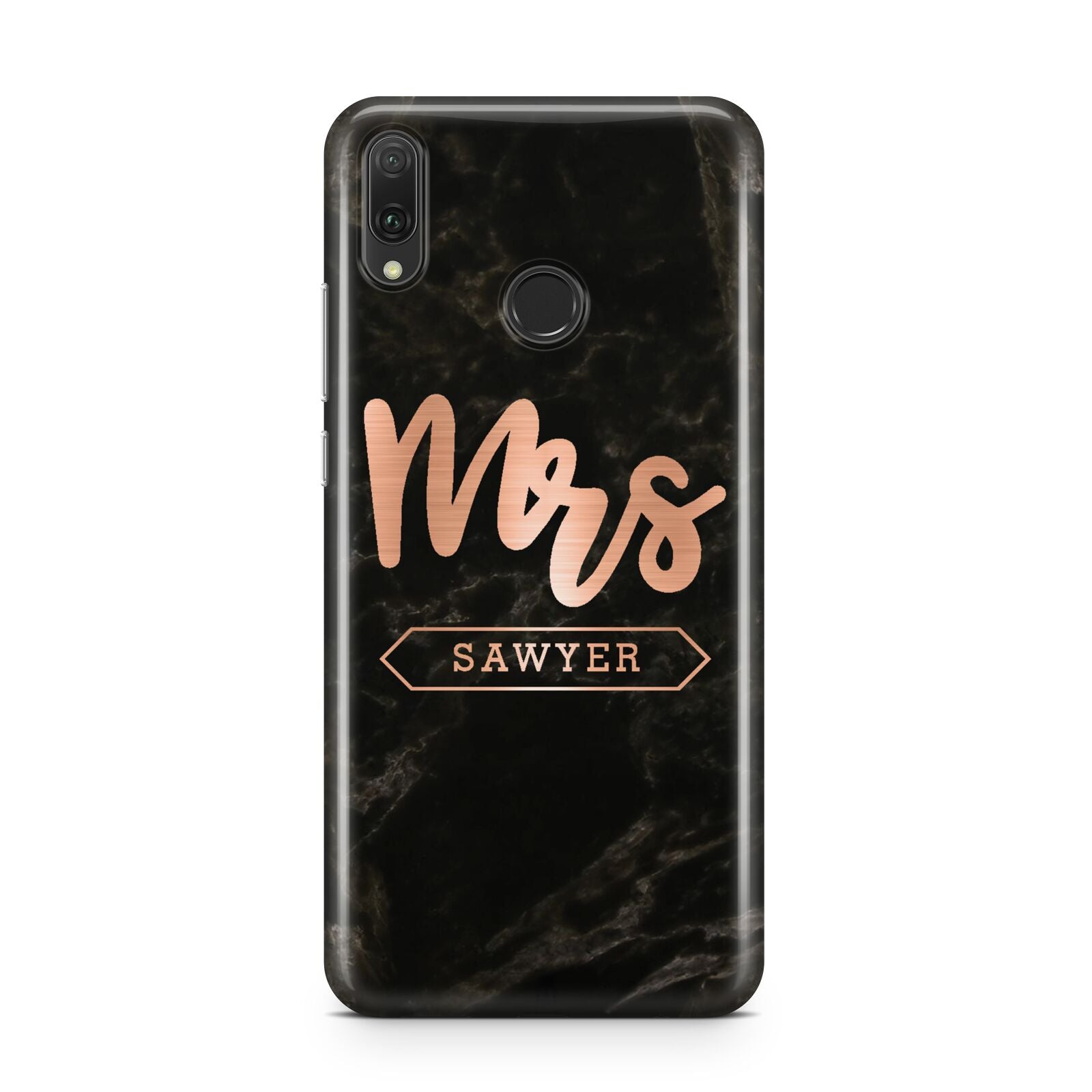 Personalised Rose Gold Mrs Surname Marble Huawei Y9 2019