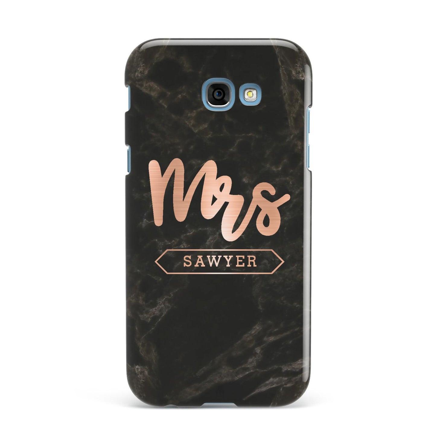 Personalised Rose Gold Mrs Surname Marble Samsung Galaxy A7 2017 Case