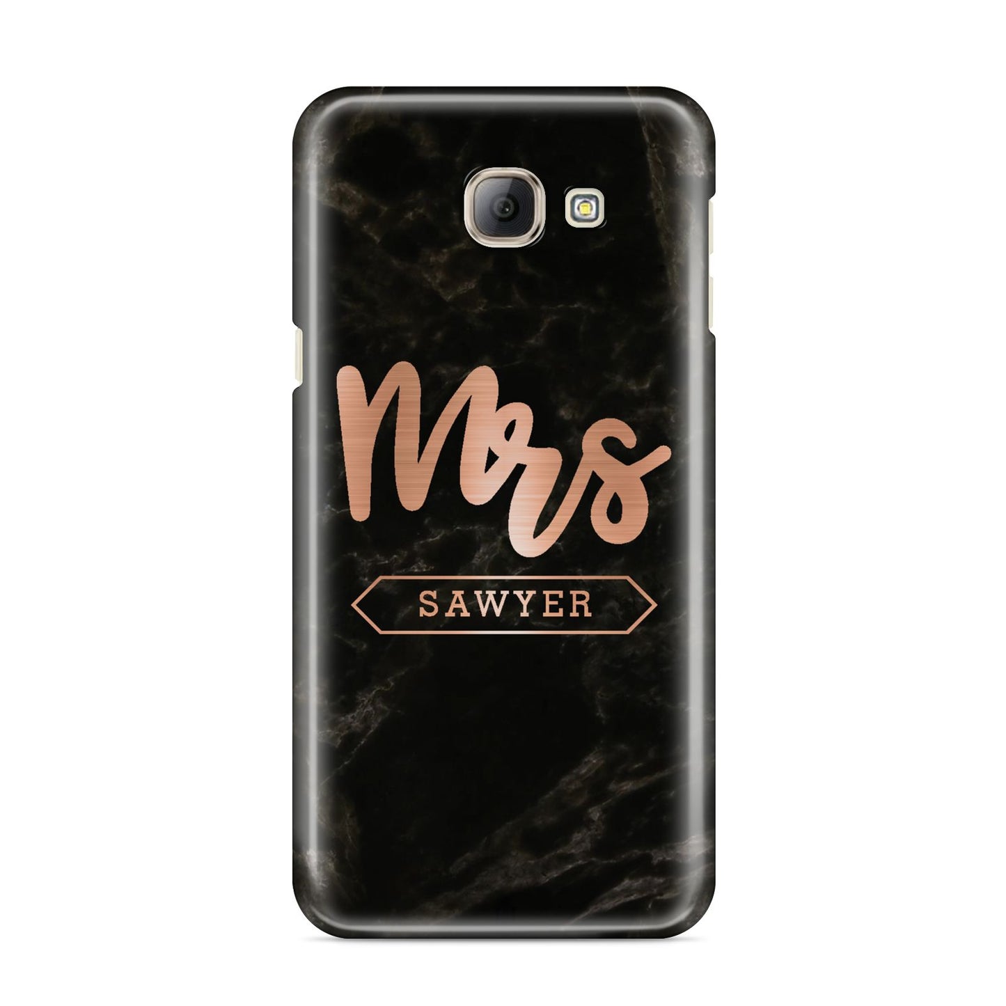 Personalised Rose Gold Mrs Surname Marble Samsung Galaxy A8 2016 Case
