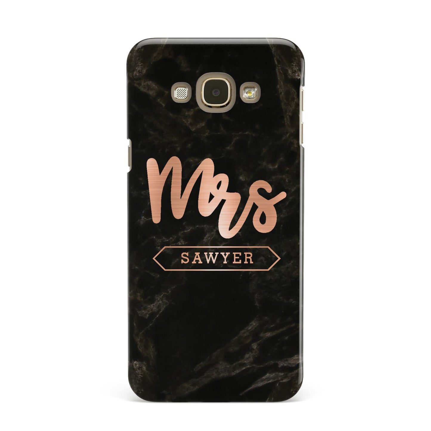 Personalised Rose Gold Mrs Surname Marble Samsung Galaxy A8 Case