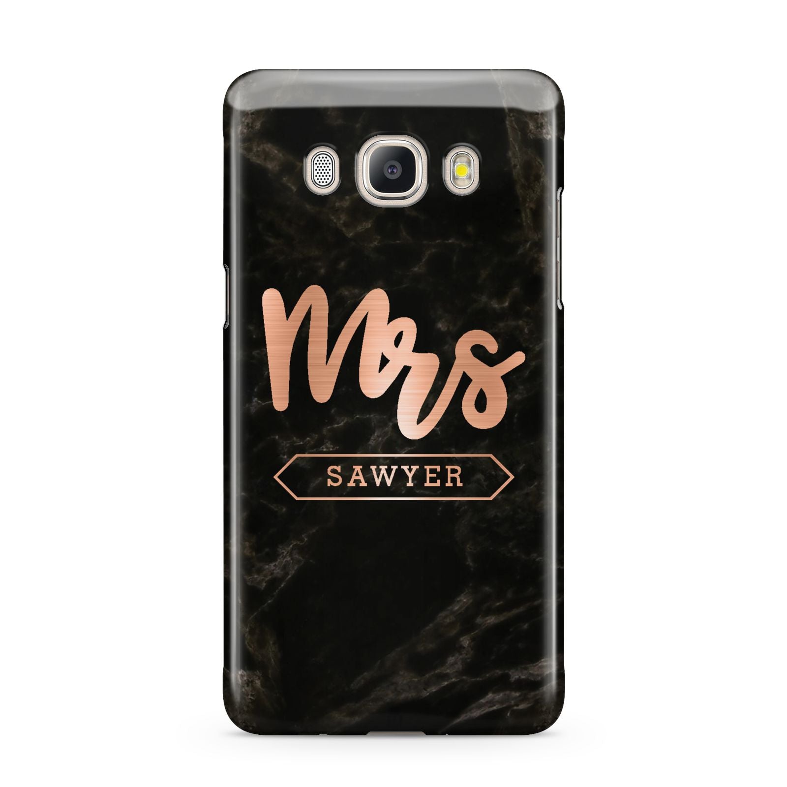 Personalised Rose Gold Mrs Surname Marble Samsung Galaxy J5 2016 Case