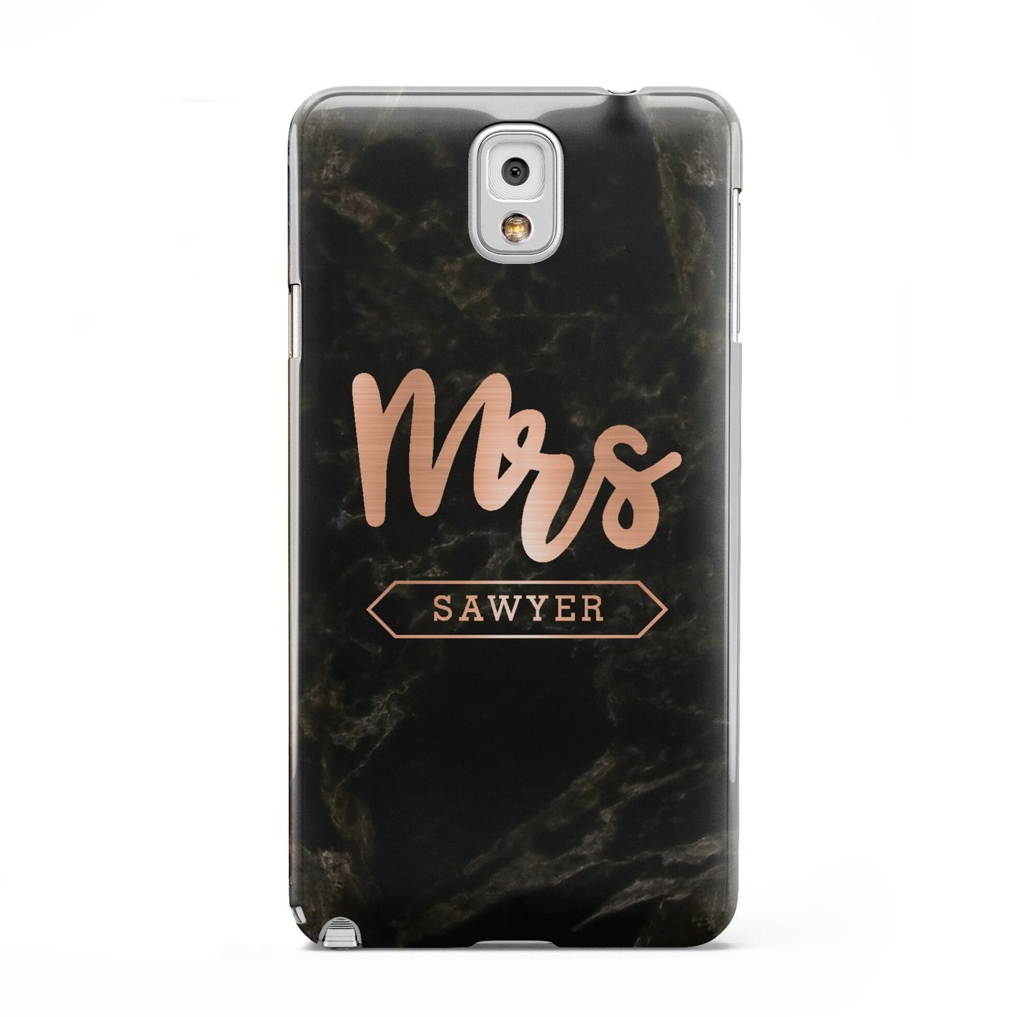 Personalised Rose Gold Mrs Surname Marble Samsung Galaxy Note 3 Case