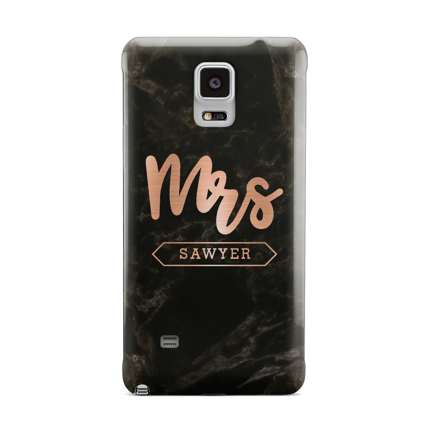 Personalised Rose Gold Mrs Surname Marble Samsung Galaxy Note 4 Case