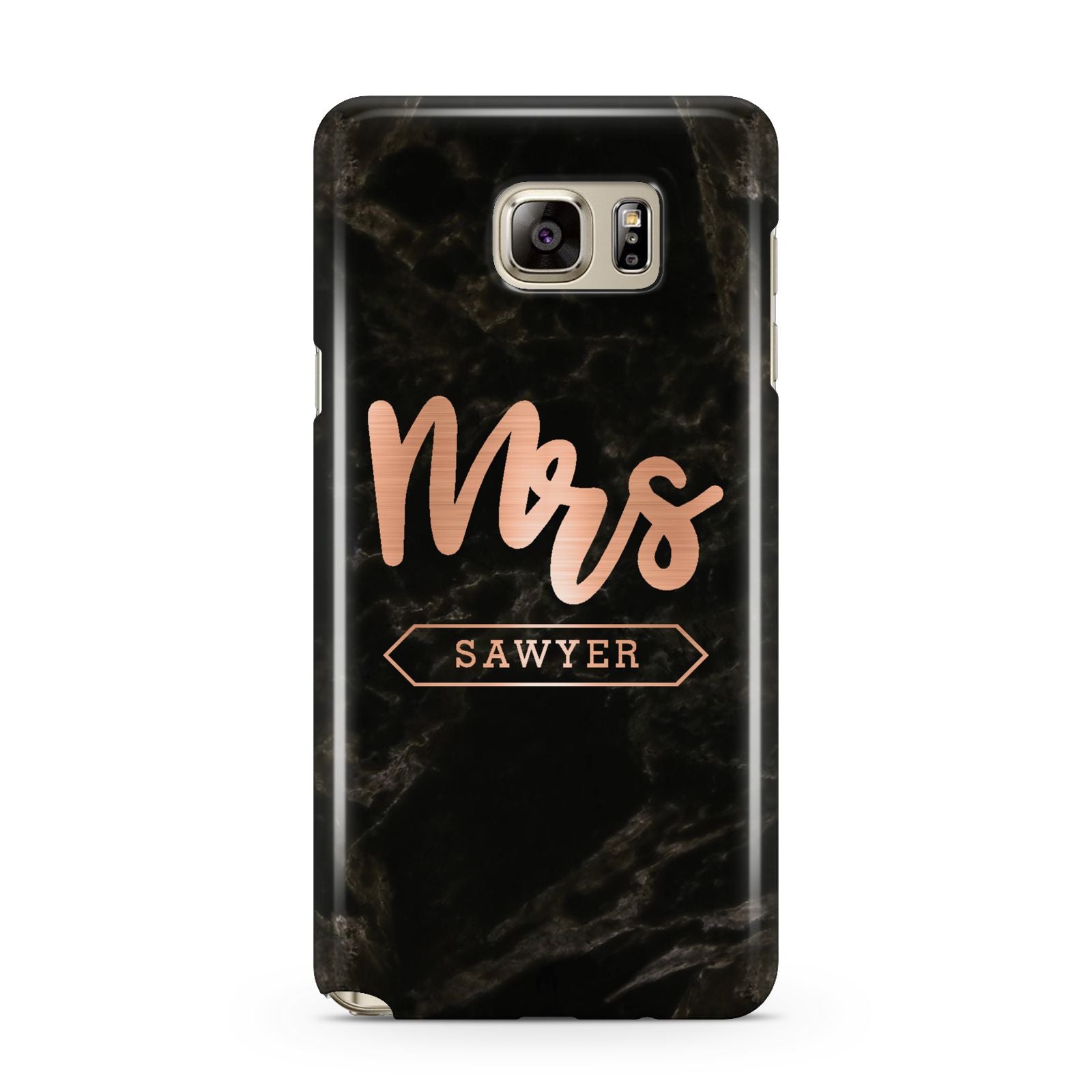 Personalised Rose Gold Mrs Surname Marble Samsung Galaxy Note 5 Case