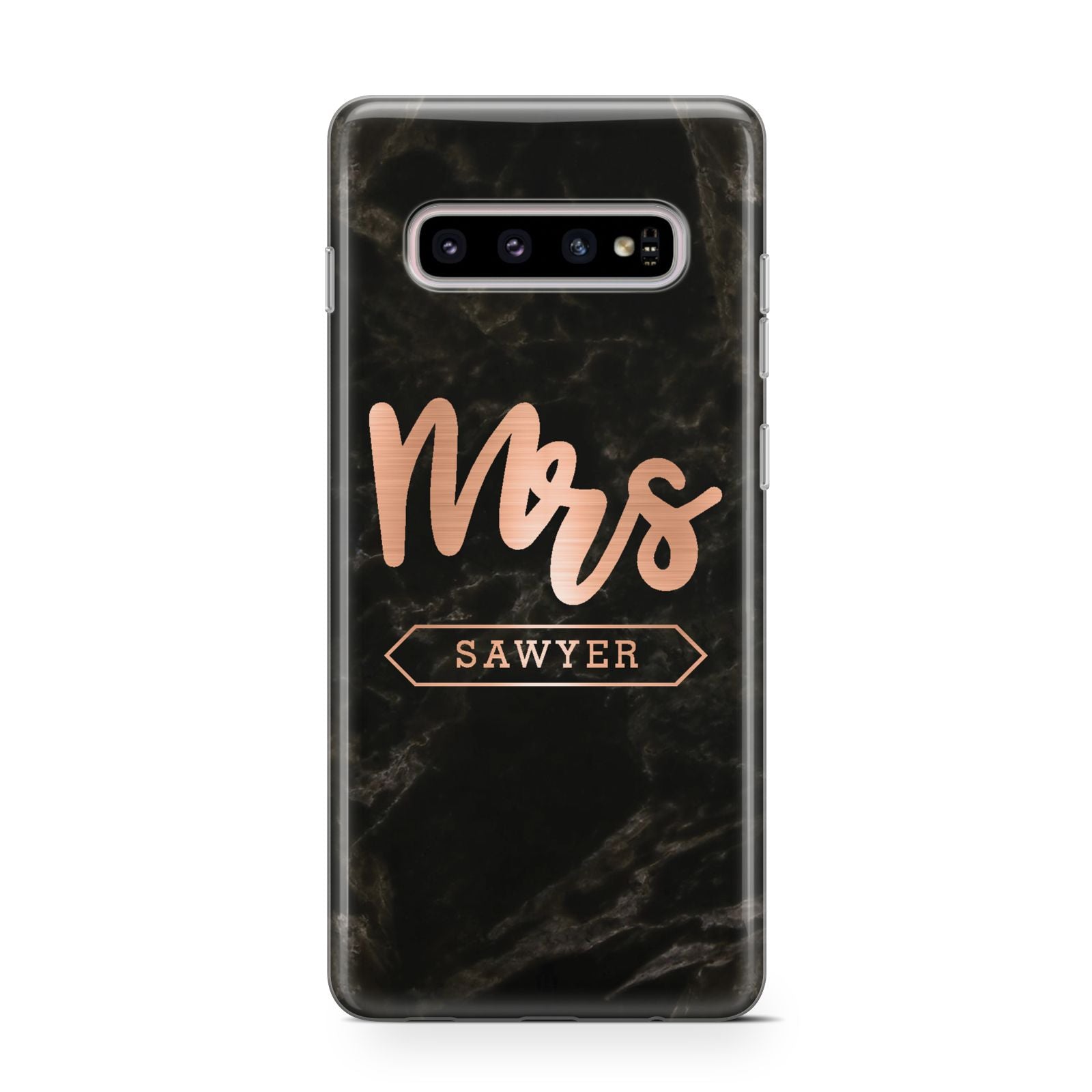 Personalised Rose Gold Mrs Surname Marble Samsung Galaxy S10 Case