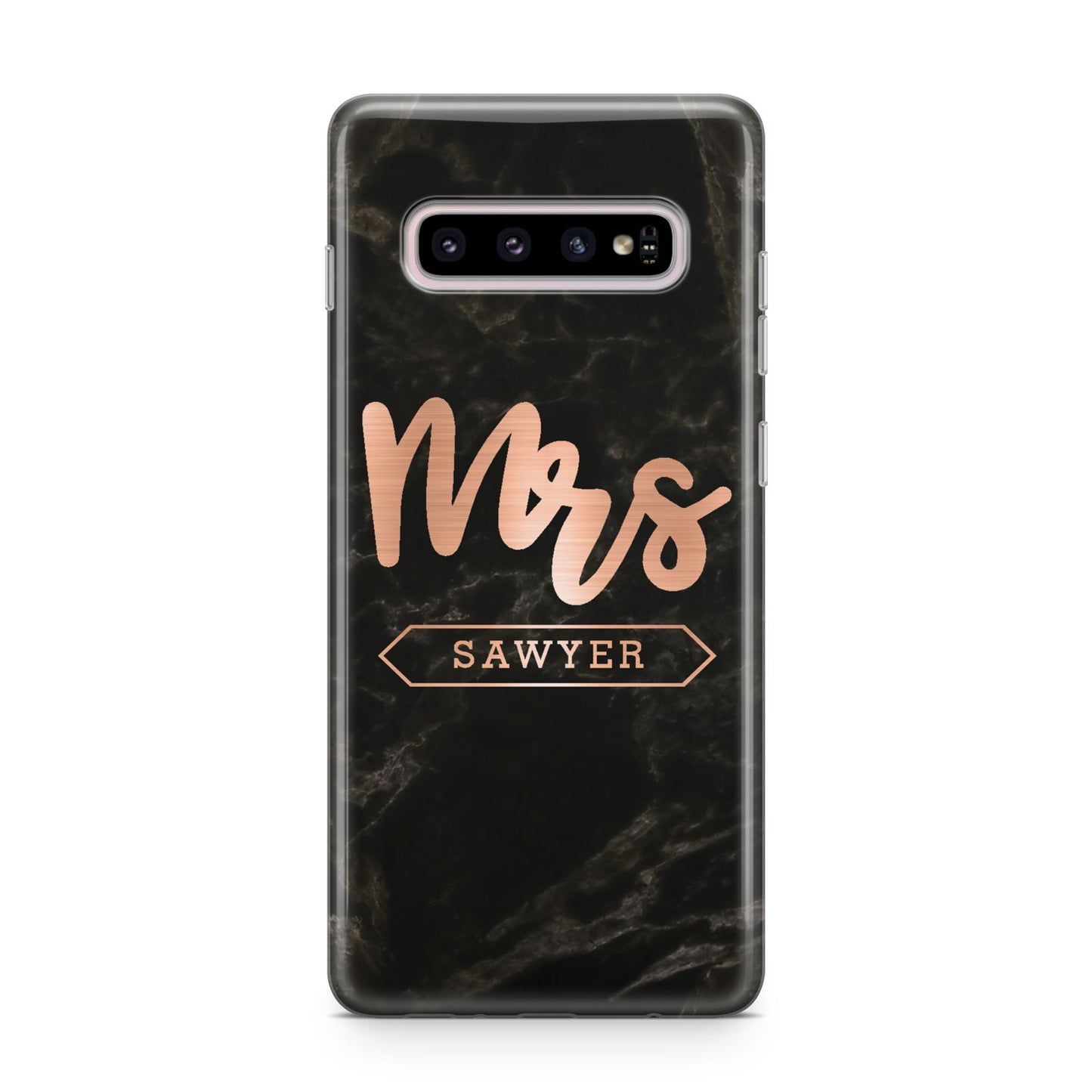 Personalised Rose Gold Mrs Surname Marble Samsung Galaxy S10 Plus Case