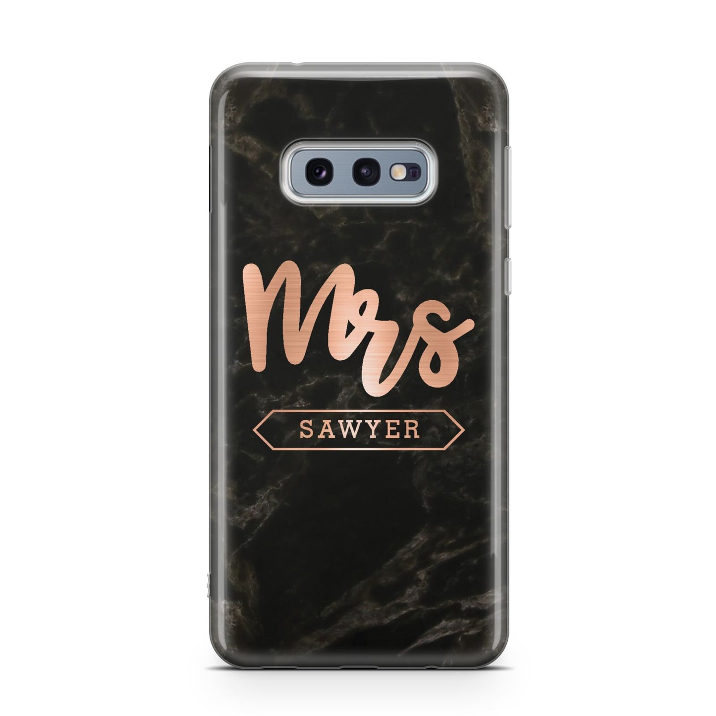 Personalised Rose Gold Mrs Surname Marble Samsung Galaxy S10E Case