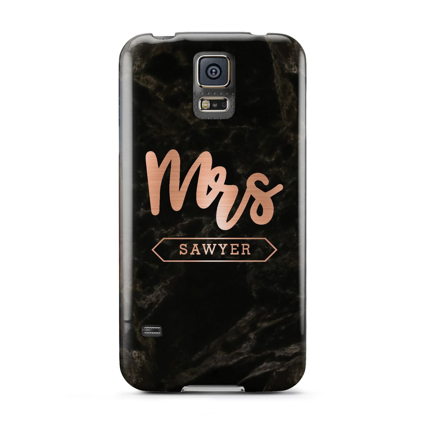 Personalised Rose Gold Mrs Surname Marble Samsung Galaxy S5 Case