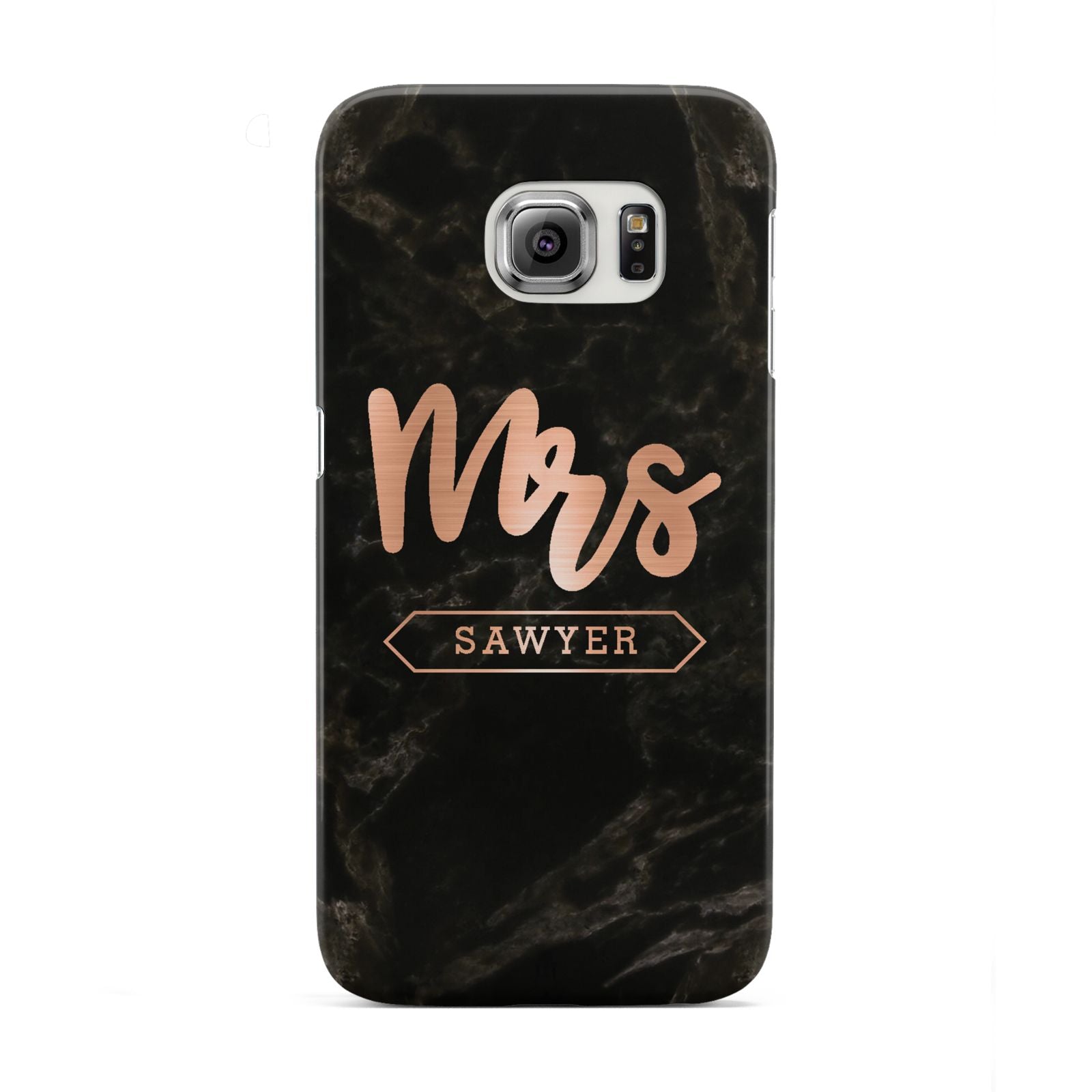 Personalised Rose Gold Mrs Surname Marble Samsung Galaxy S6 Edge Case