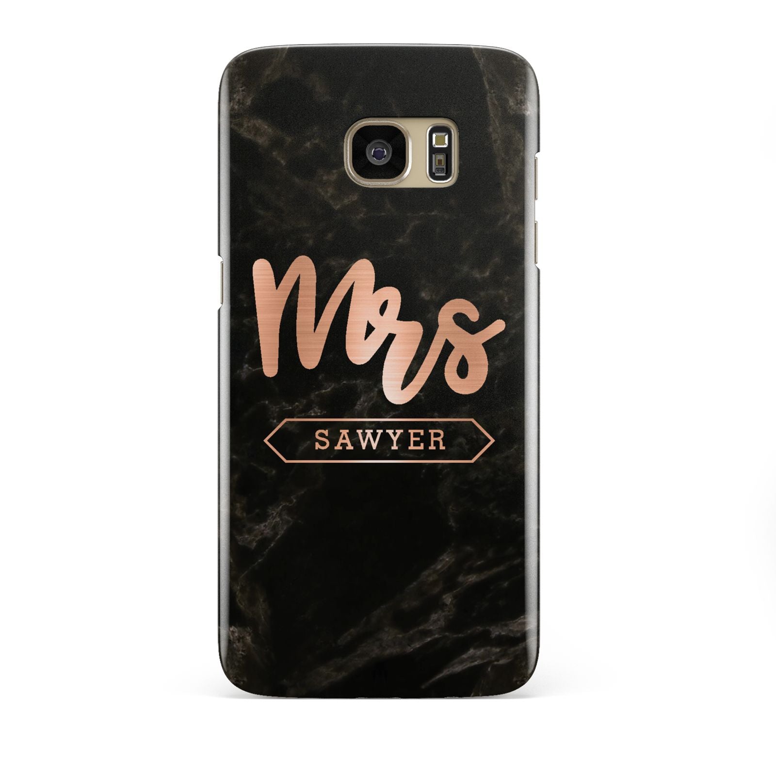 Personalised Rose Gold Mrs Surname Marble Samsung Galaxy S7 Edge Case