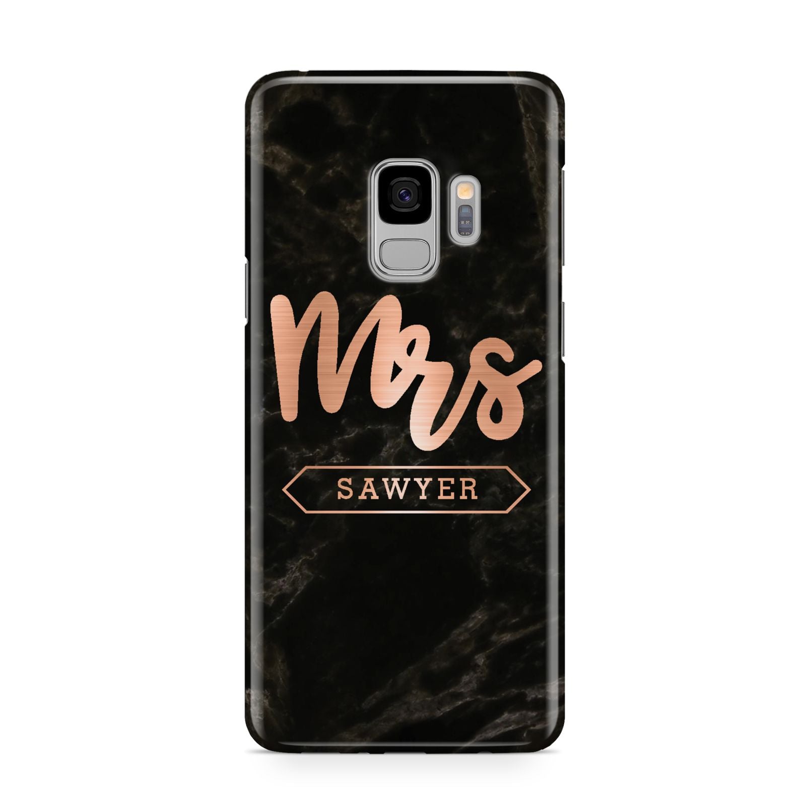 Personalised Rose Gold Mrs Surname Marble Samsung Galaxy S9 Case