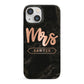 Personalised Rose Gold Mrs Surname Marble iPhone 13 Mini Full Wrap 3D Snap Case