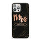 Personalised Rose Gold Mrs Surname Marble iPhone 13 Pro Max Clear Bumper Case