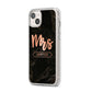 Personalised Rose Gold Mrs Surname Marble iPhone 14 Plus Clear Tough Case Starlight Angled Image