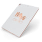 Personalised Rose Gold Mrs Surname On Grey Apple iPad Case on Rose Gold iPad Side View