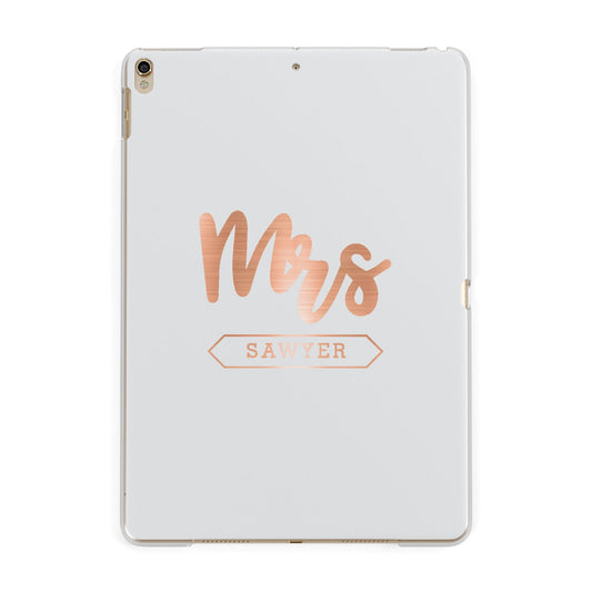 Personalised Rose Gold Mrs Surname On Grey Apple iPad Gold Case