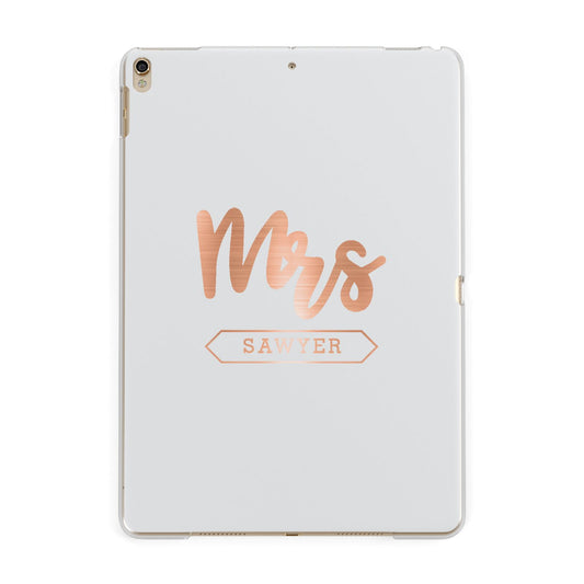 Personalised Rose Gold Mrs Surname On Grey Apple iPad Gold Case