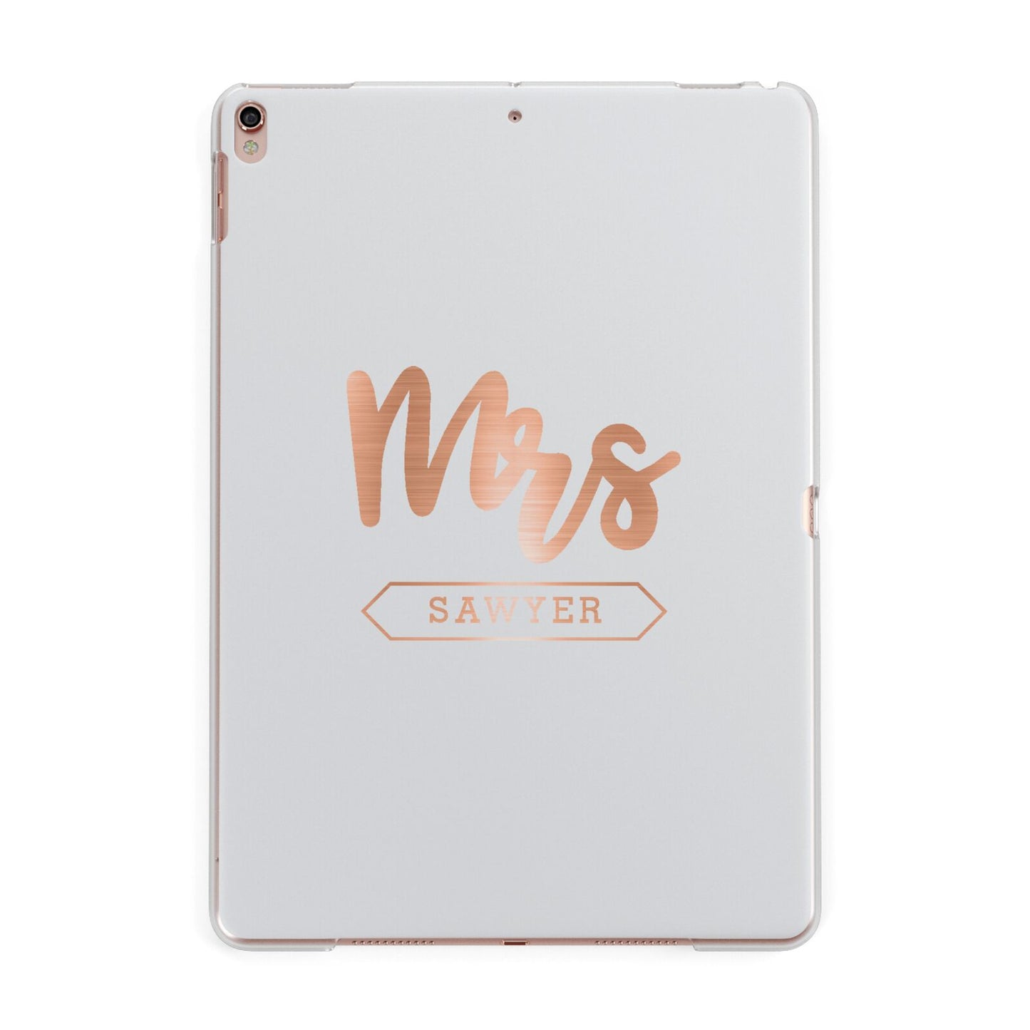 Personalised Rose Gold Mrs Surname On Grey Apple iPad Rose Gold Case