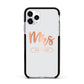 Personalised Rose Gold Mrs Surname On Grey Apple iPhone 11 Pro in Silver with Black Impact Case