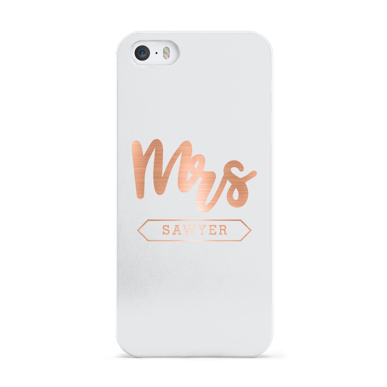 Personalised Rose Gold Mrs Surname On Grey Apple iPhone 5 Case