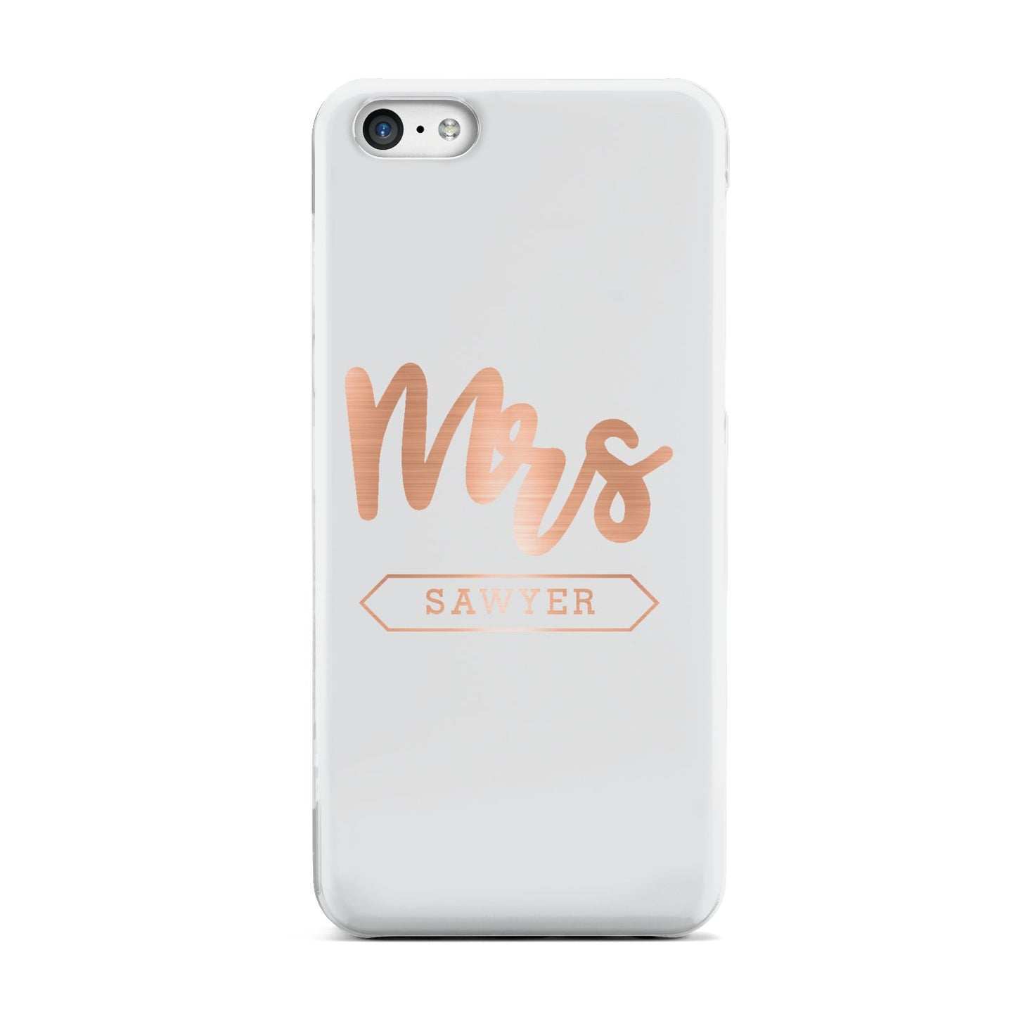 Personalised Rose Gold Mrs Surname On Grey Apple iPhone 5c Case