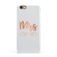 Personalised Rose Gold Mrs Surname On Grey Apple iPhone 6 3D Snap Case