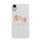 Personalised Rose Gold Mrs Surname On Grey Apple iPhone XR White 3D Snap Case